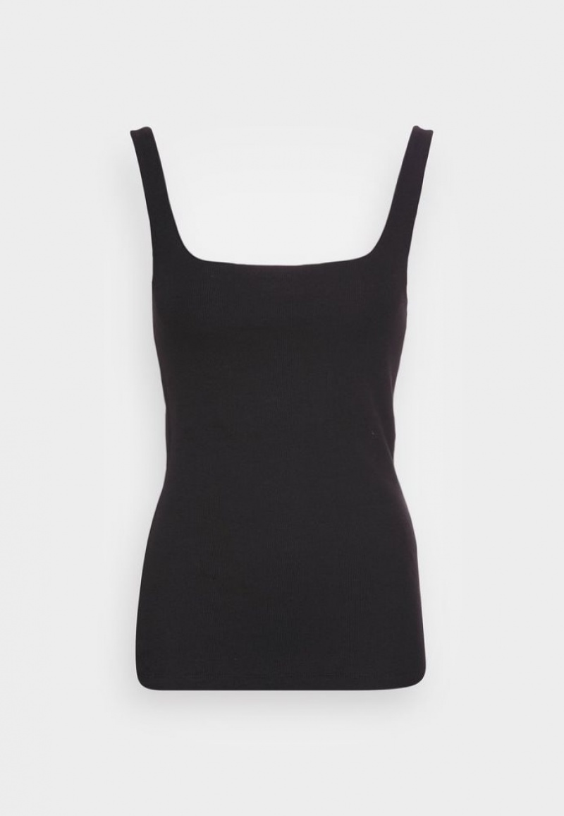 Anna Field Minimal Tank With Square Round Neckline Top T-shirts Dames Zwart | 8314-HRZQY