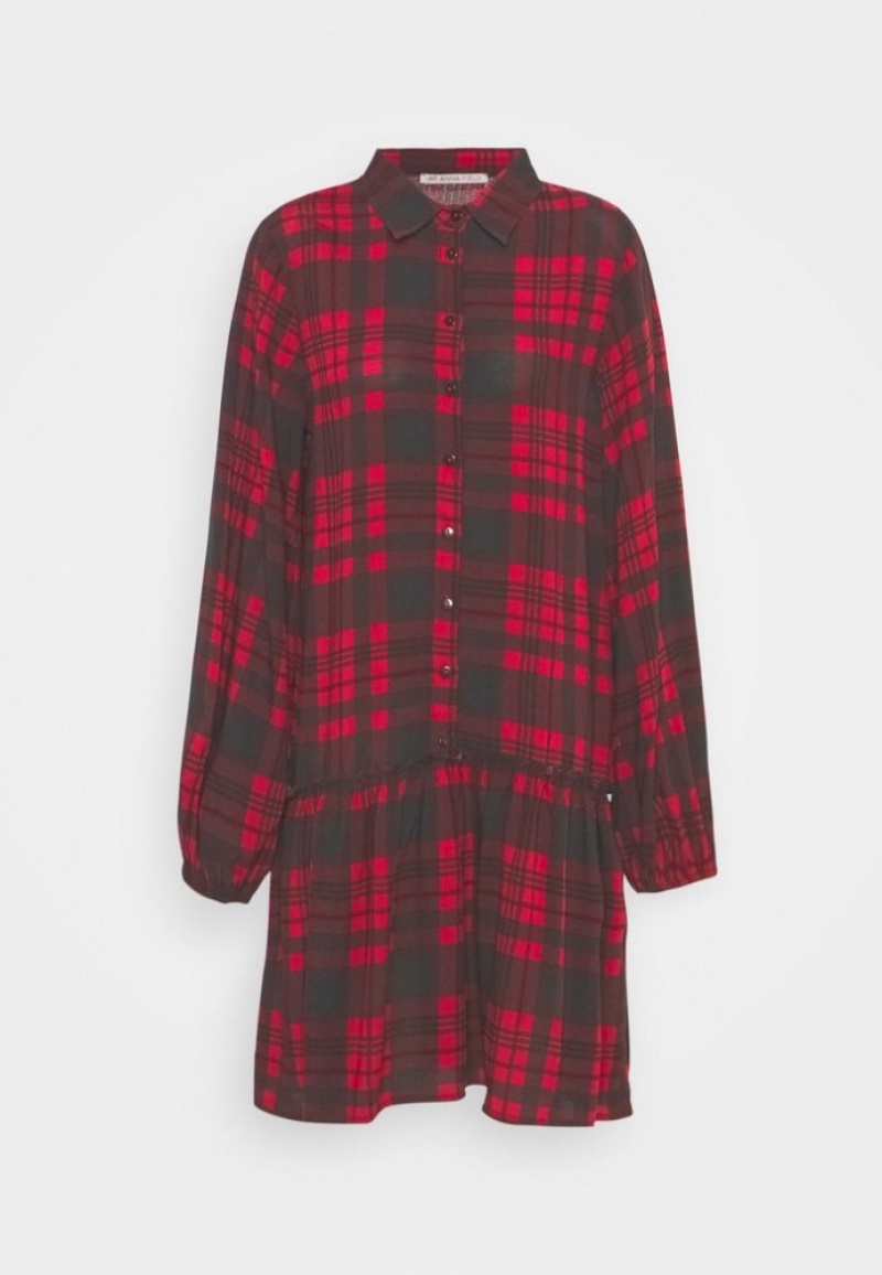 Anna Field Oversized Shirt Jurken Jurk Dames Rood | 4193-TJMYN