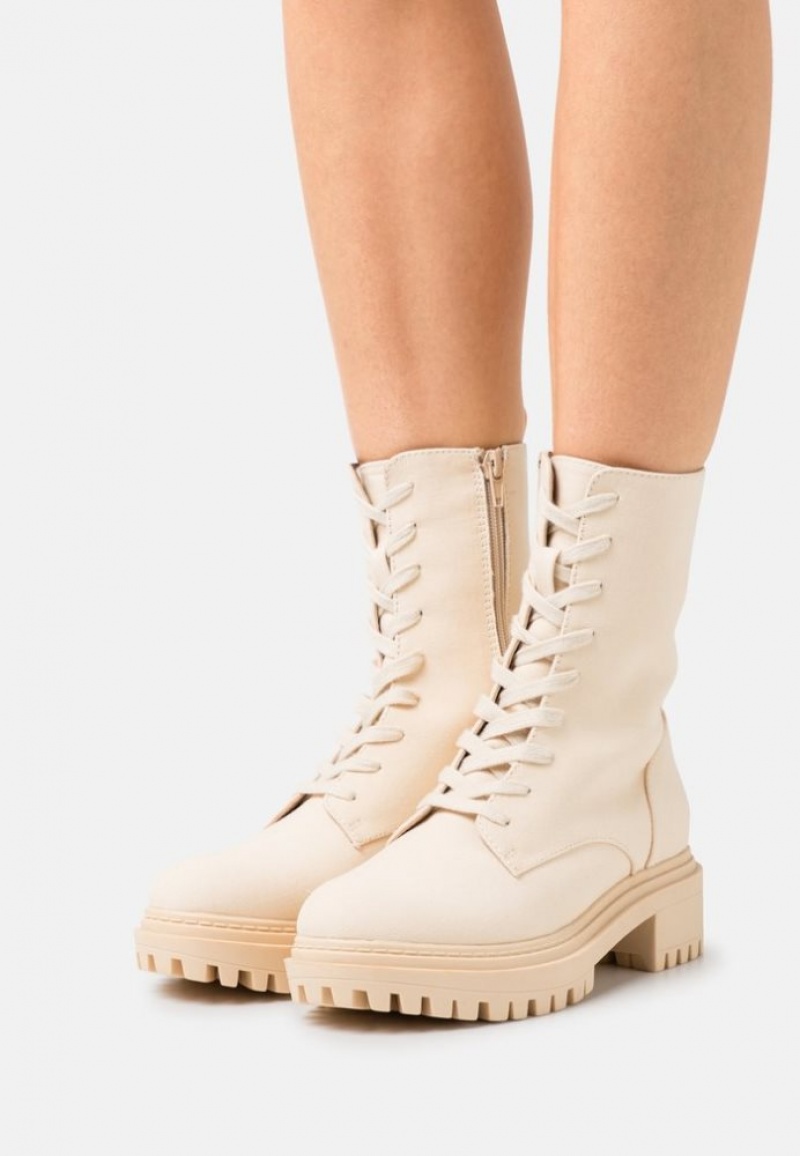 Anna Field Platform Ankle Boots Enkellaarzen Dames Beige | 4380-AGYUH