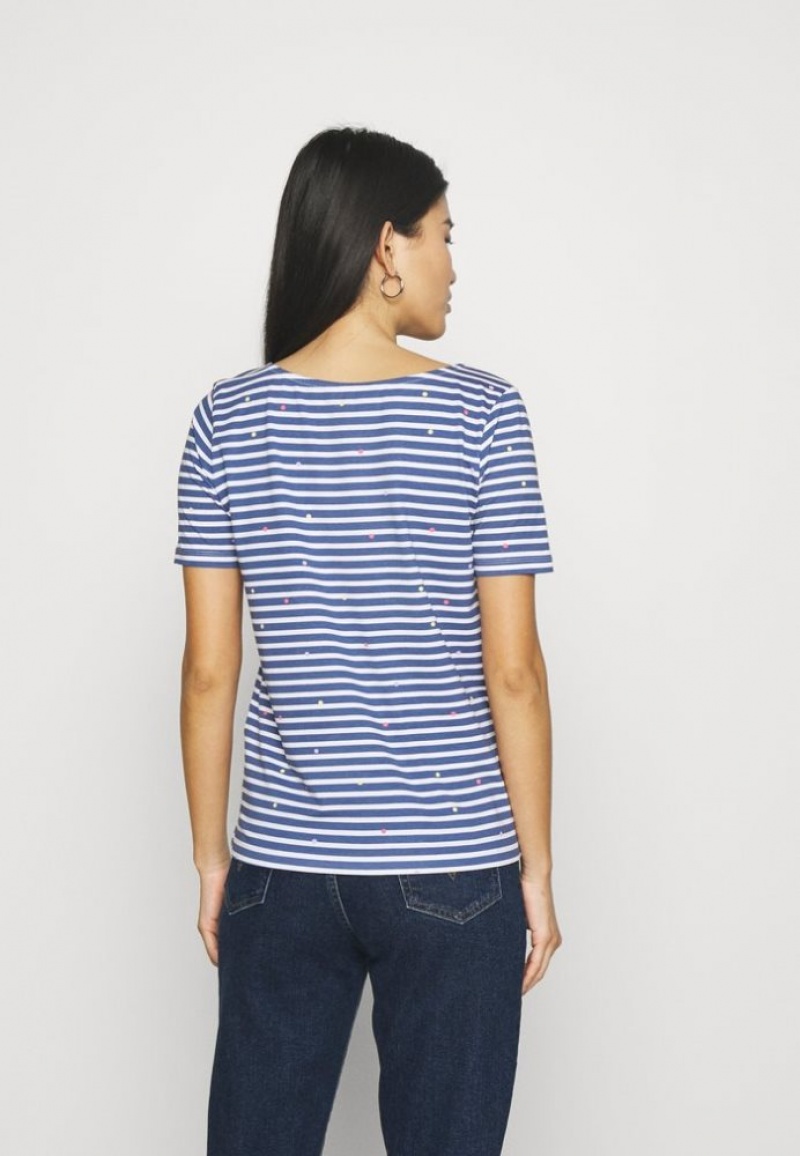 Anna Field Print T Shirt T-shirts Dames Blauw | 3718-ZWMPN