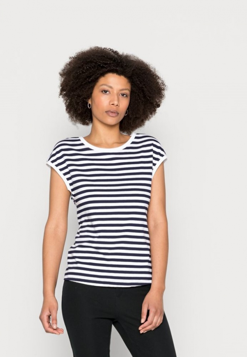 Anna Field Print T Shirt T-shirts Dames Donkerblauw | 4180-WZDRJ