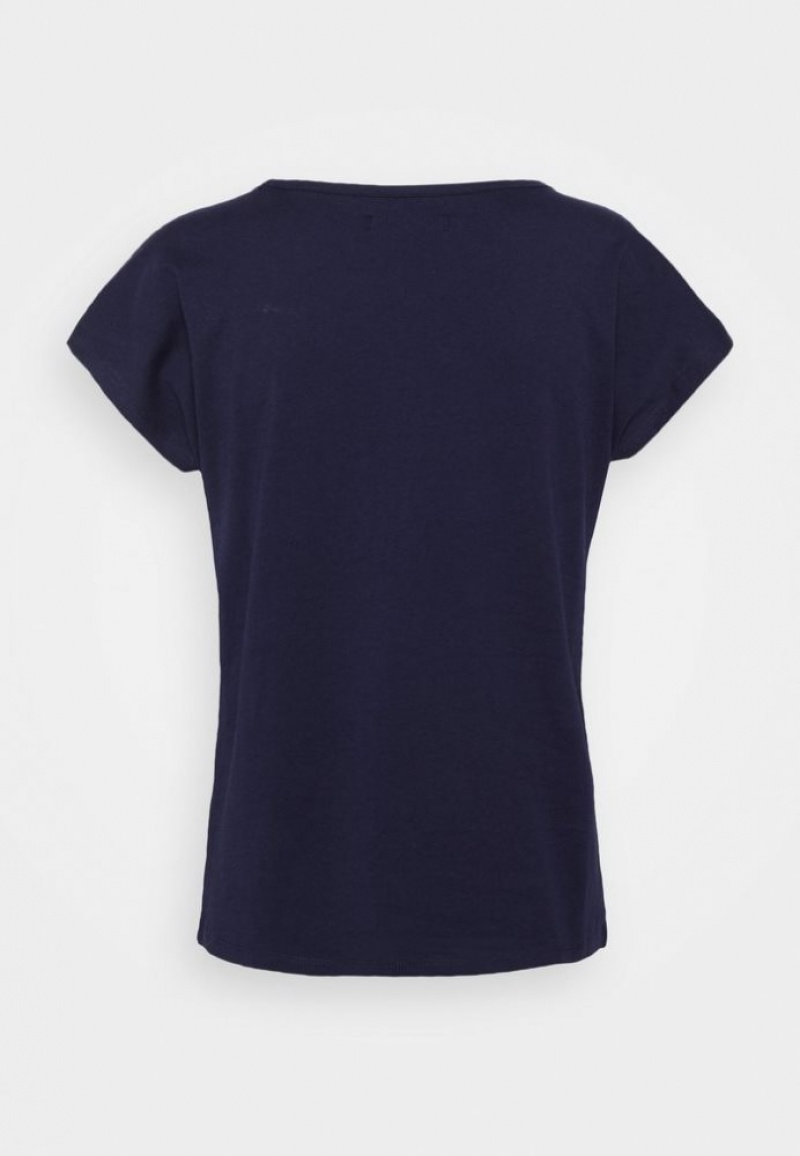 Anna Field Print T Shirt T-shirts Dames Donkerblauw | 1678-ONGUE