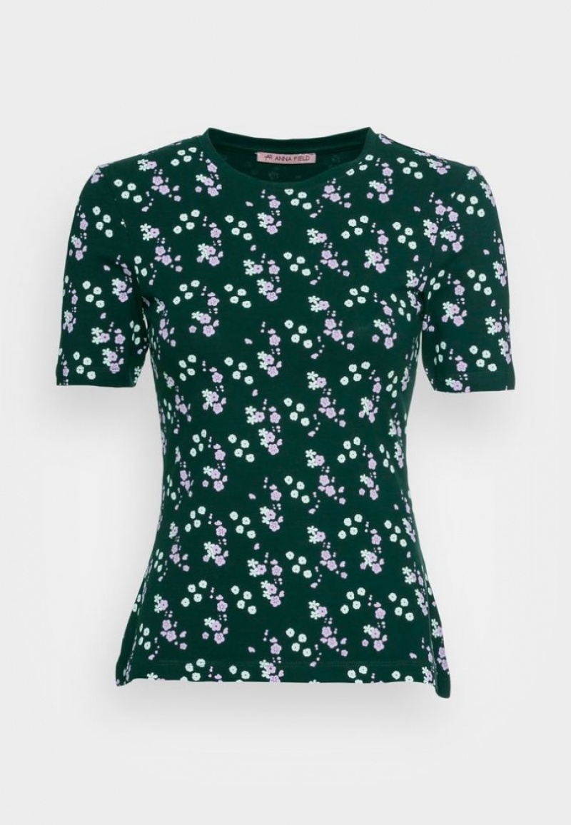 Anna Field Print T Shirt T-shirts Dames Groen | 8935-NATSI