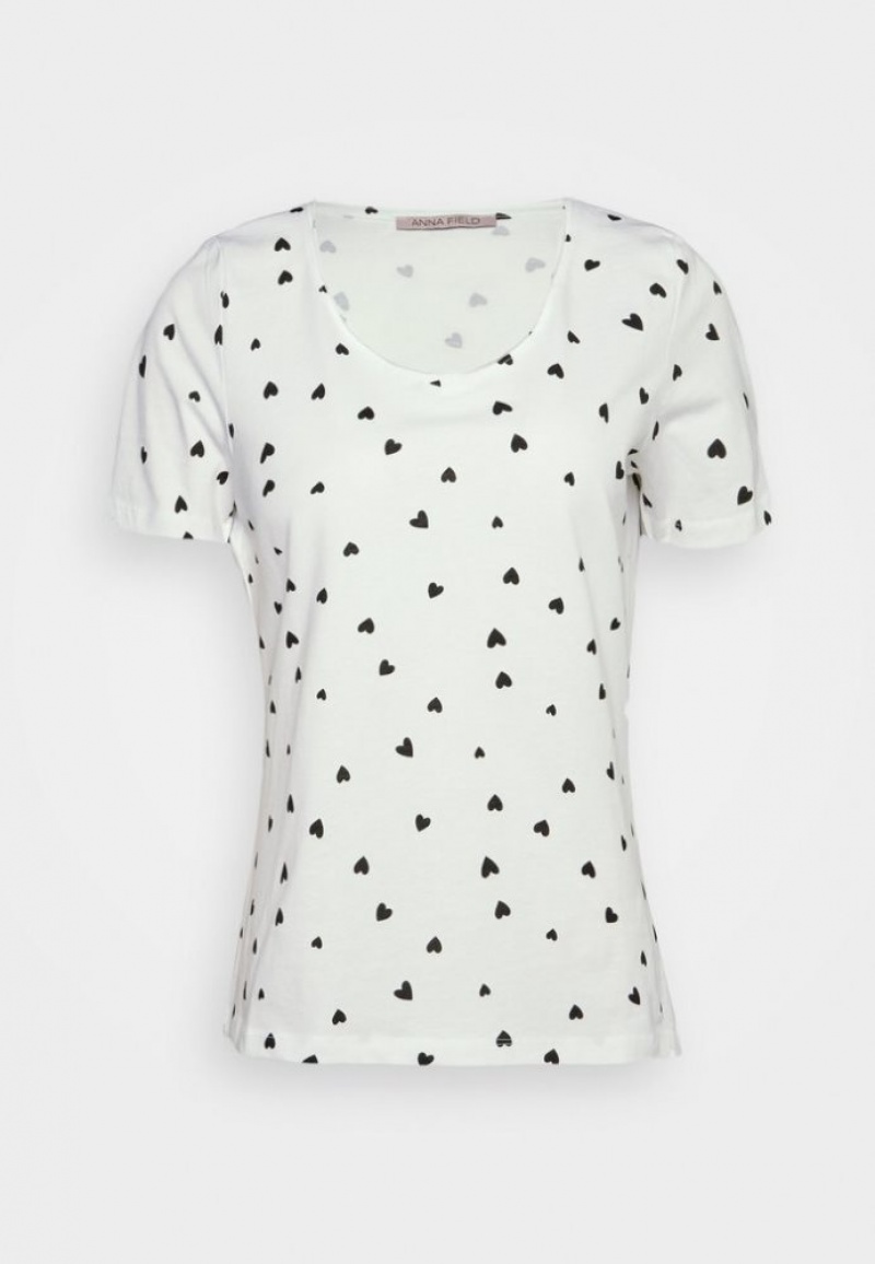 Anna Field Print T Shirt T-shirts Dames Wit | 3574-YUMQN