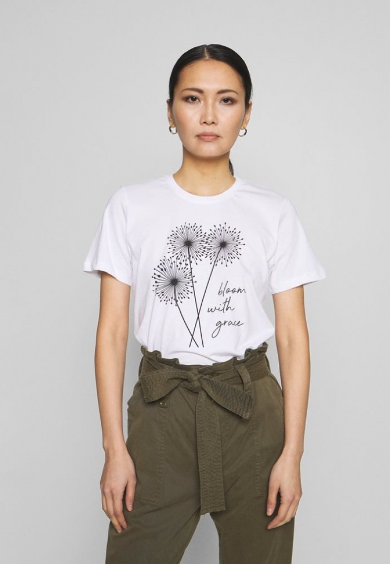 Anna Field Print T Shirt T-shirts Dames Wit | 2578-HZASD