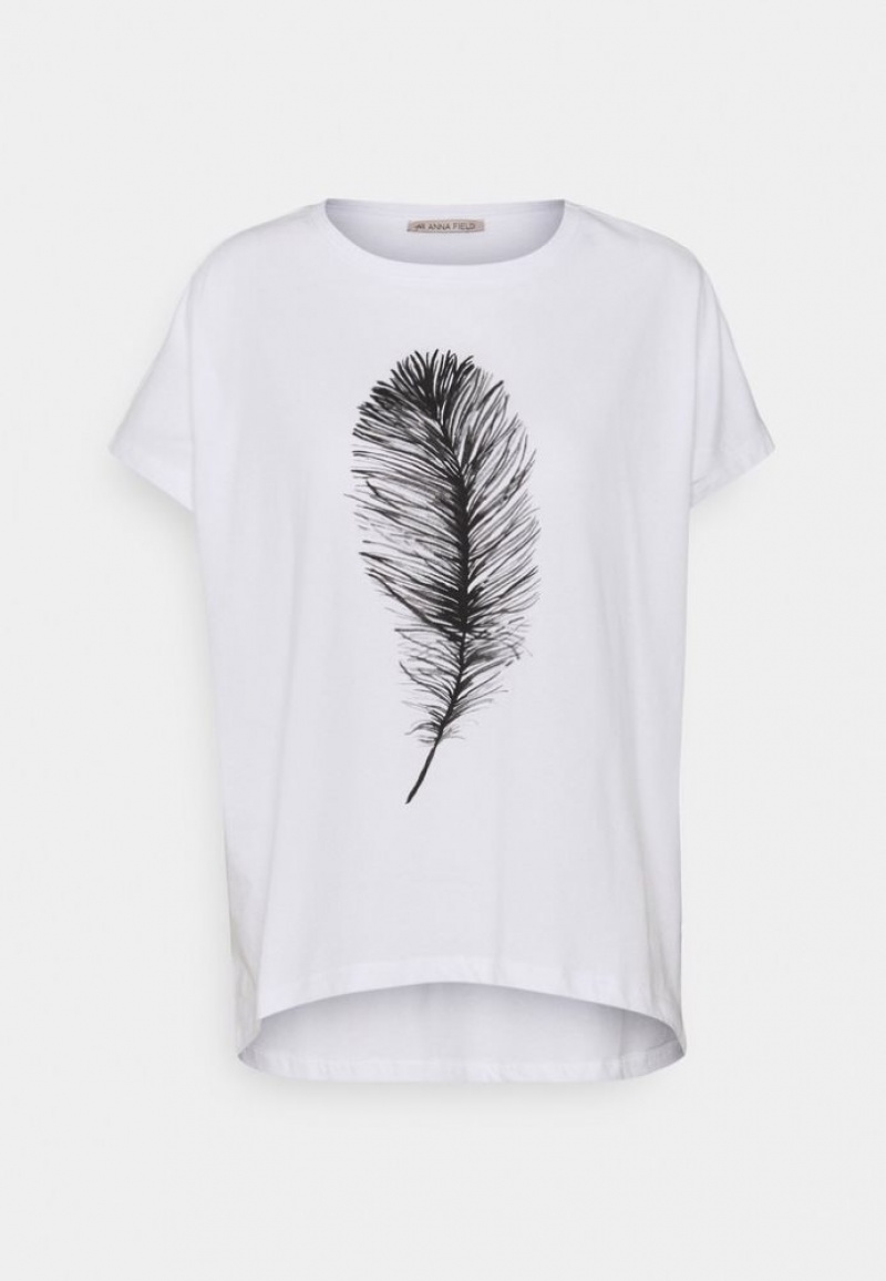 Anna Field Print T Shirt T-shirts Dames Wit | 1539-HWILU