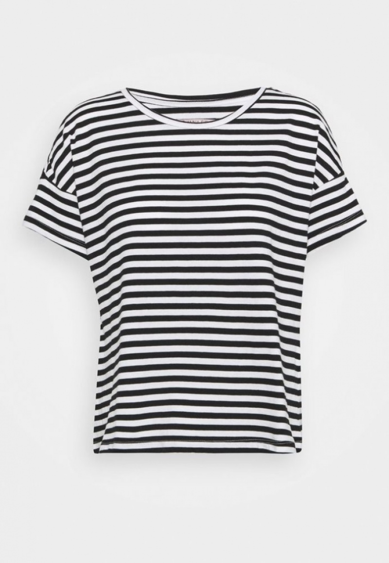 Anna Field Print T Shirt T-shirts Dames Zwart | 1526-KZJBE