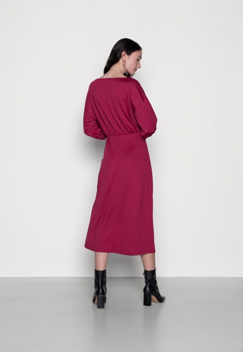 Anna Field Quarter Sleeves Elevated Vrijetijds Midi Jurken Day Jurken Jurk Dames Rood | 3791-KOFES