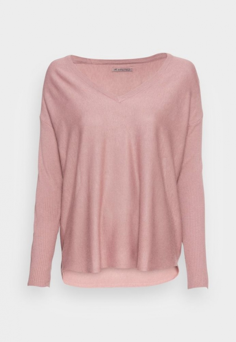 Anna Field Relaxed V Neck Jumper Pullover Dames Paars | 2135-HQSIA