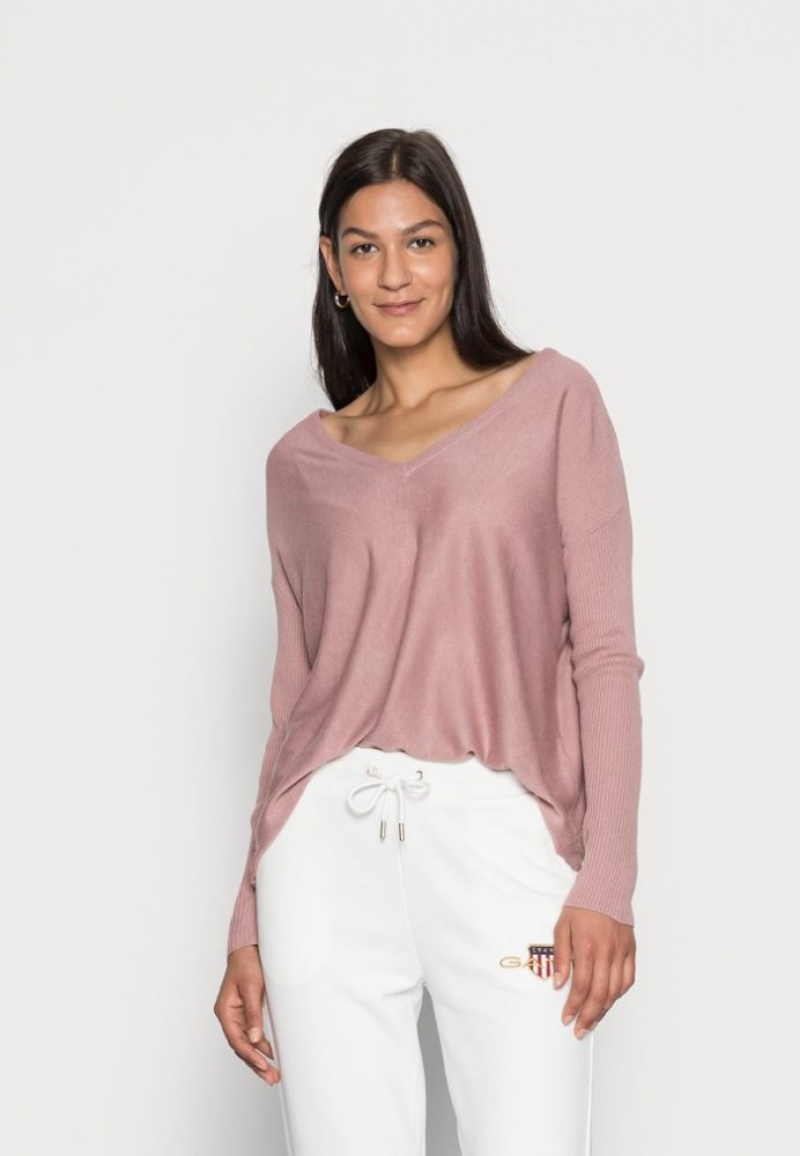 Anna Field Relaxed V Neck Jumper Pullover Dames Paars | 2135-HQSIA