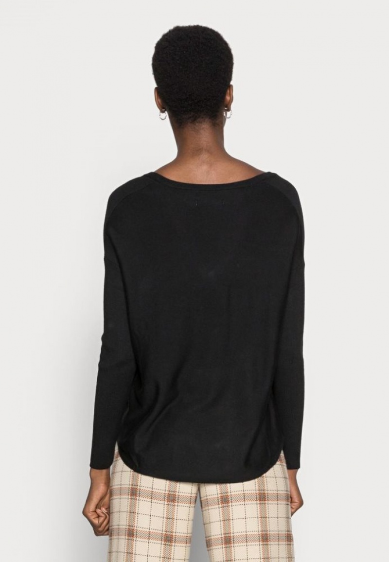 Anna Field Relaxed V Neck Jumper Pullover Dames Zwart | 8563-KQUHM