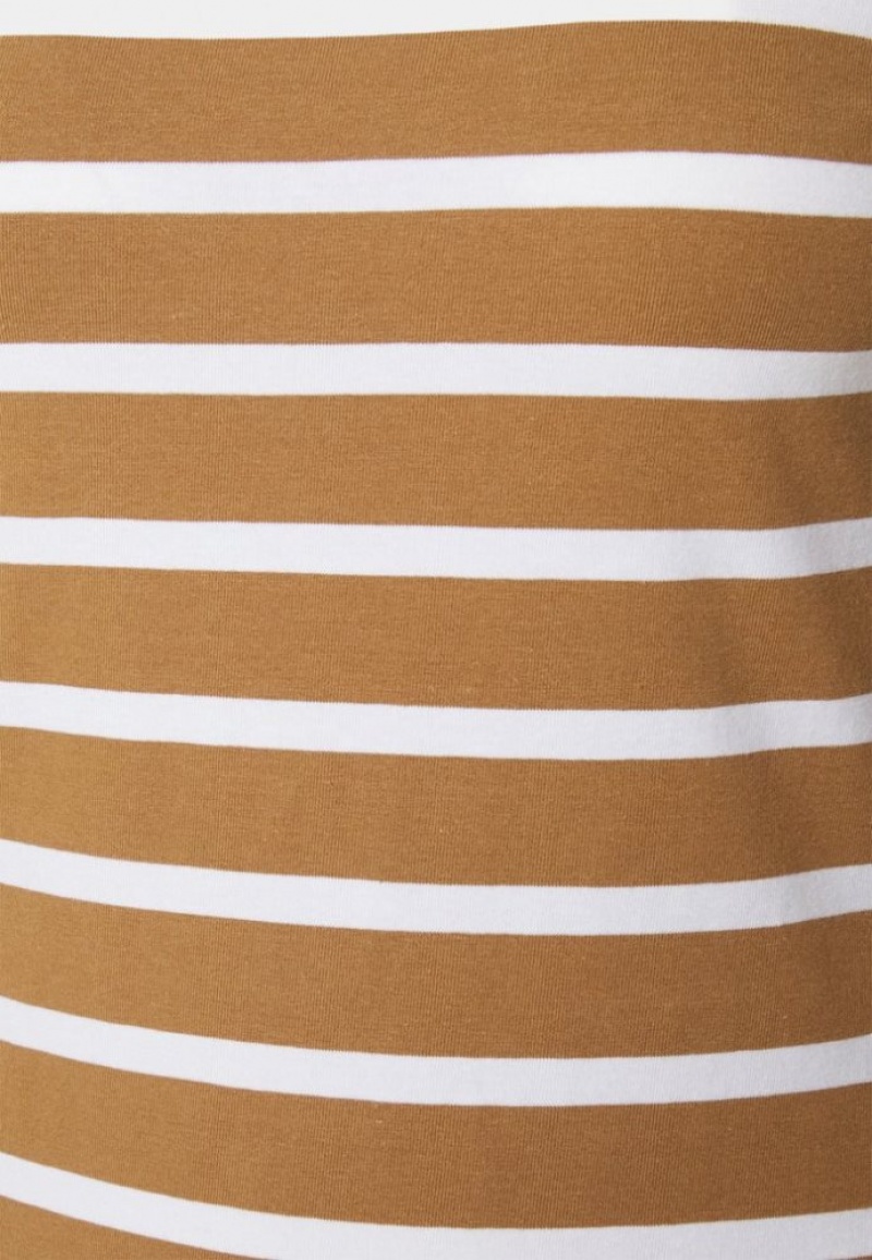 Anna Field Stripey Contrast Long Sleeved Top T-shirts Dames Bruin | 2978-MOQLC