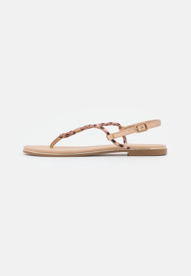 Anna Field T Bar Sandals Sandalen Dames Roze Goud | 3497-ANLWG