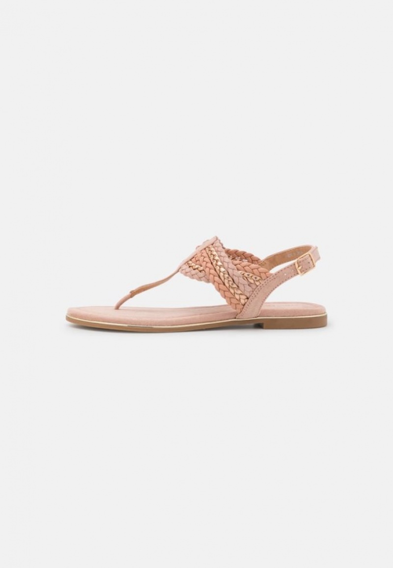 Anna Field T Bar Sandals Sandalen Dames Roze Goud | 2149-CMTGW