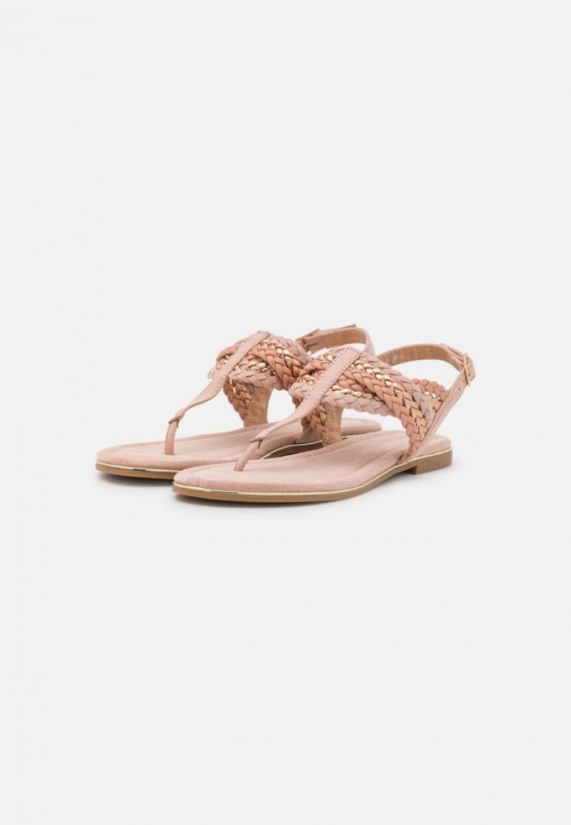 Anna Field T Bar Sandals Sandalen Dames Roze Goud | 2149-CMTGW