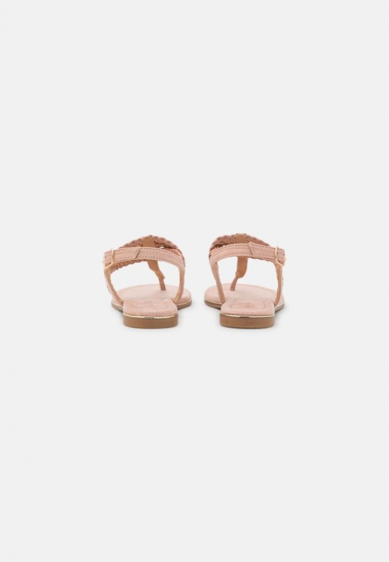 Anna Field T Bar Sandals Sandalen Dames Roze Goud | 2149-CMTGW