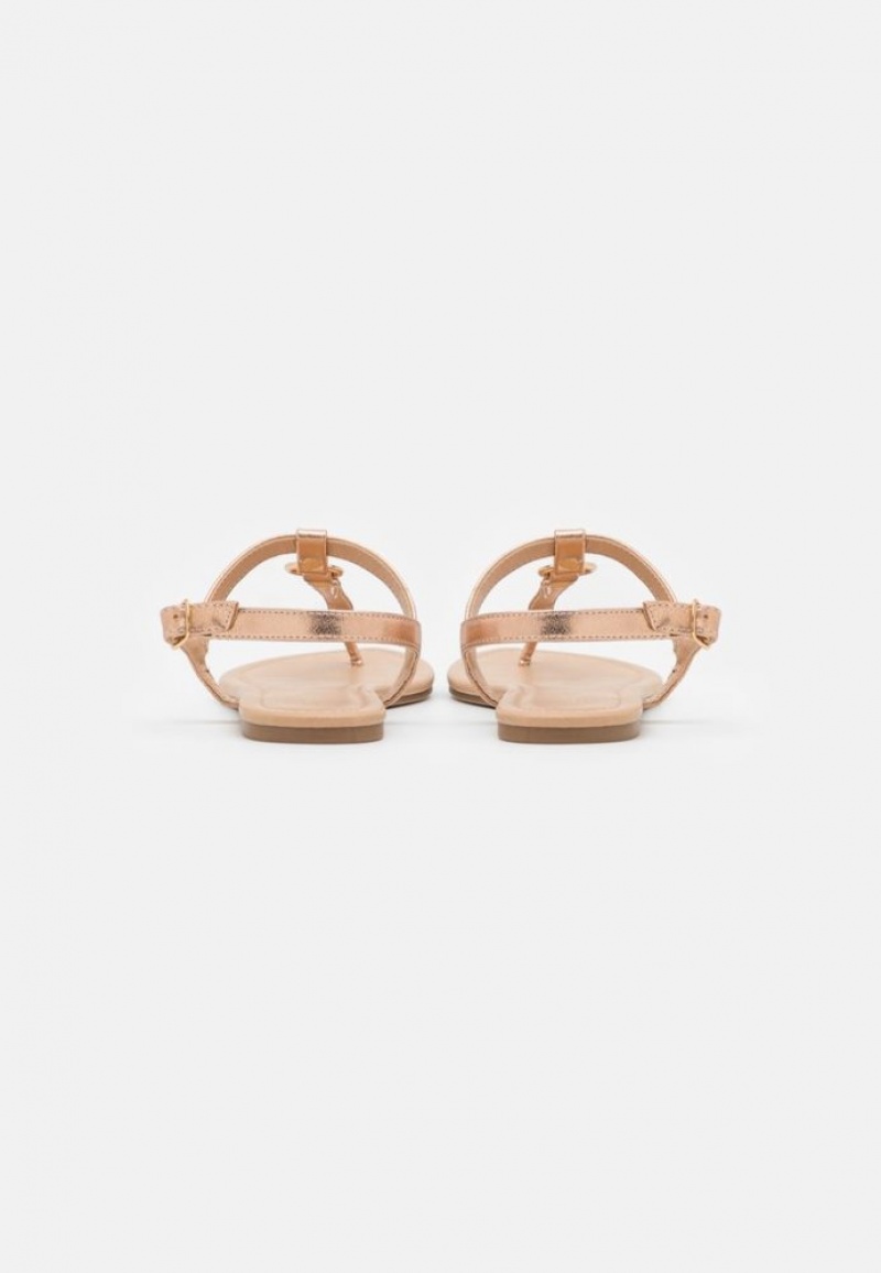 Anna Field T Bar Sandals Sandalen Dames Roze Goud | 1905-CWKBZ