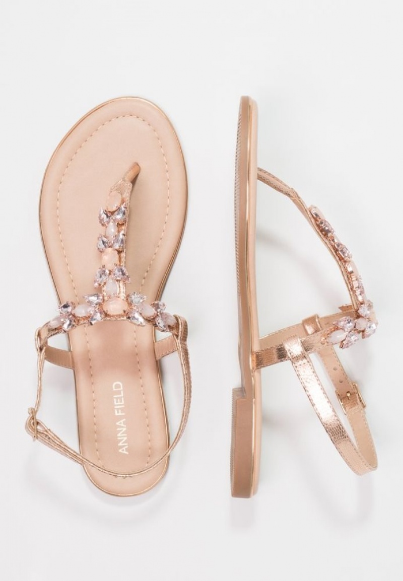 Anna Field T Bar Sandals Sandalen Dames Roze Goud | 8295-IYEQA