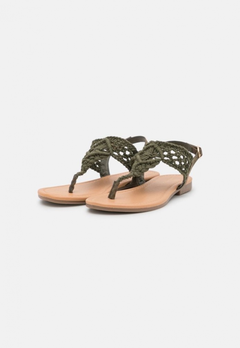 Anna Field T Bar Sandals Sandalen Dames Khaki | 7208-EJAWU