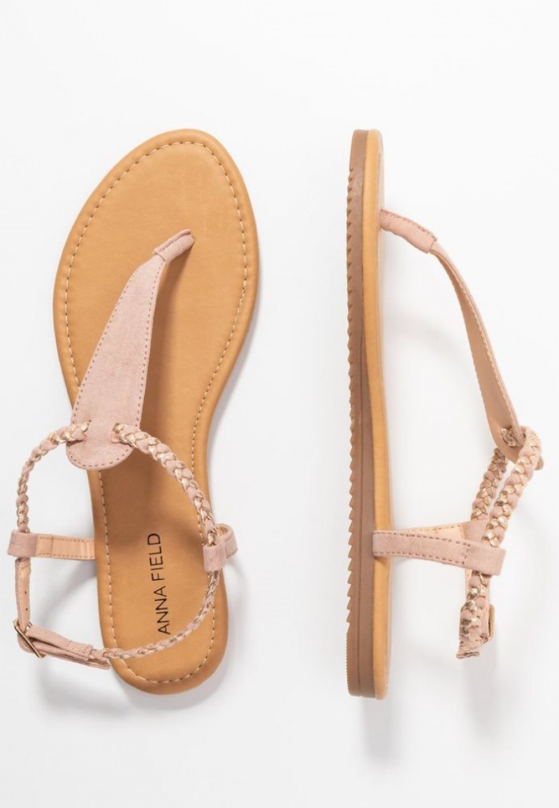 Anna Field T Bar Sandals Sandalen Dames Roze Goud | 5874-ZVNQT