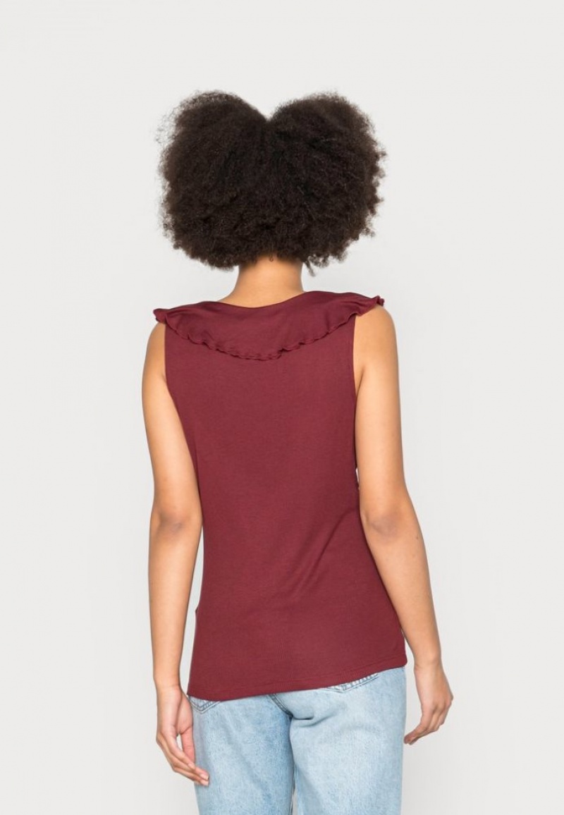 Anna Field Top T-shirts Dames Donkerrood | 4603-OHDCU