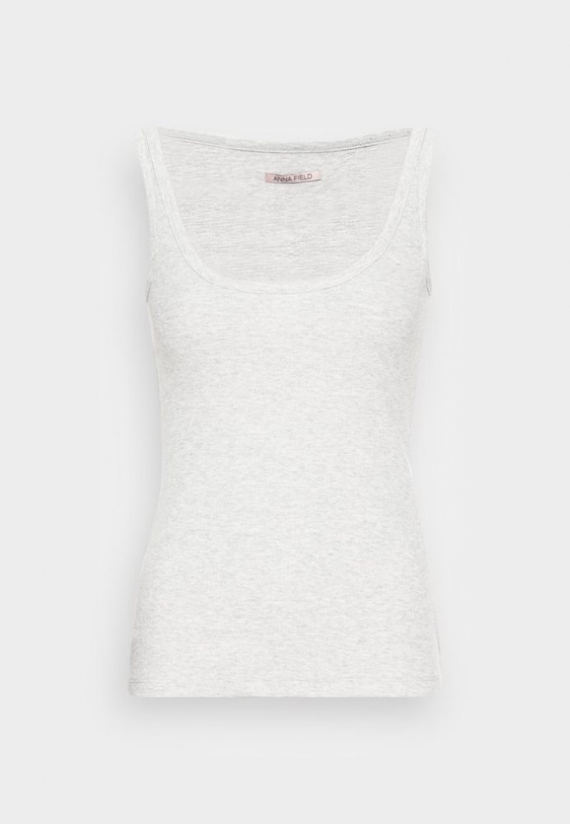 Anna Field Top T-shirts Dames Grijs | 9217-OUVRK