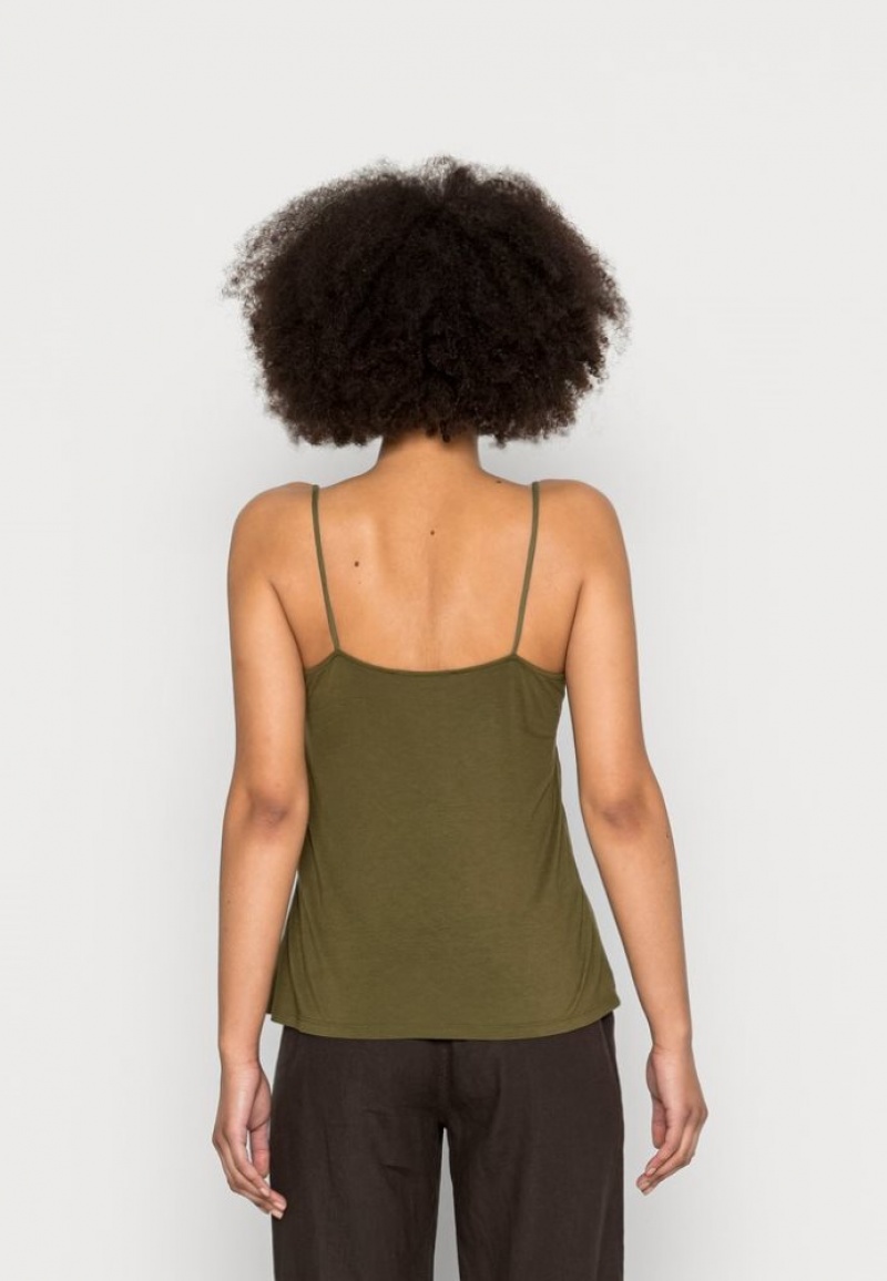 Anna Field Top T-shirts Dames Khaki | 4362-NMIPF