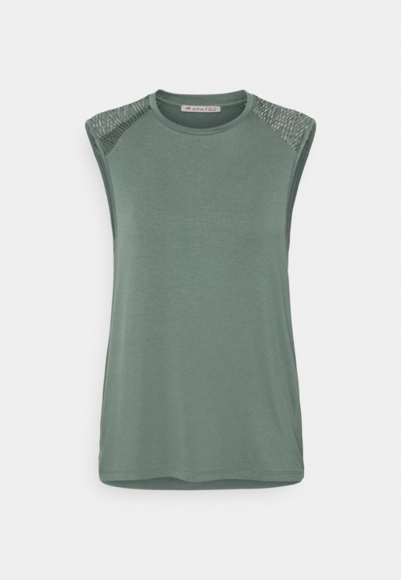 Anna Field Top T-shirts Dames Lichtgroen | 1456-KBPSI