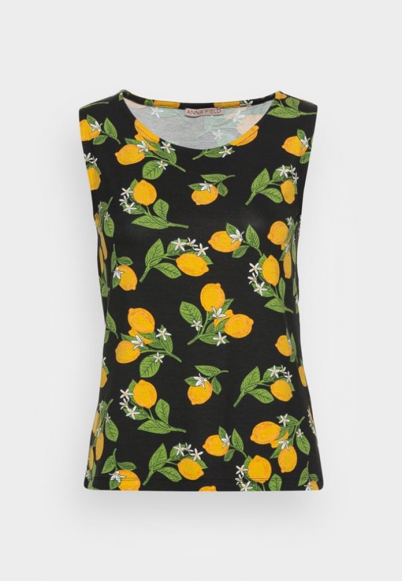 Anna Field Top T-shirts Dames Zwart | 0361-JUELY