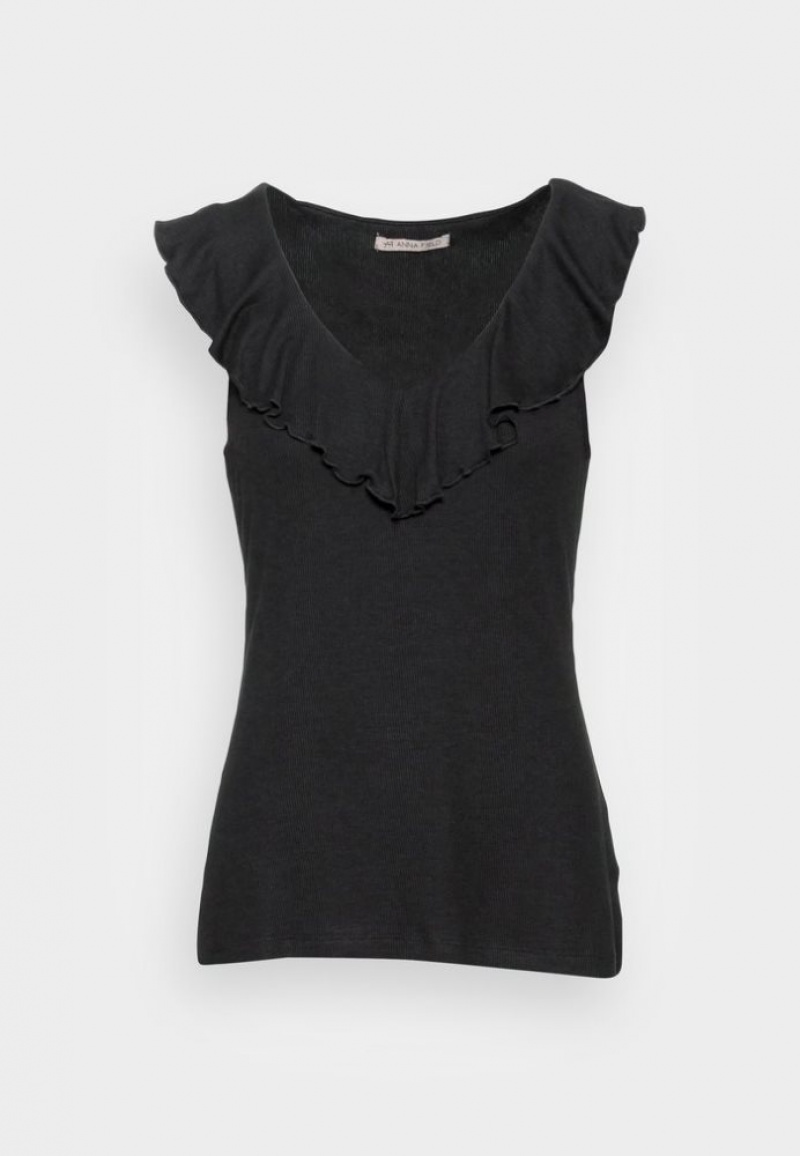 Anna Field Top T-shirts Dames Zwart | 9031-EWPJS