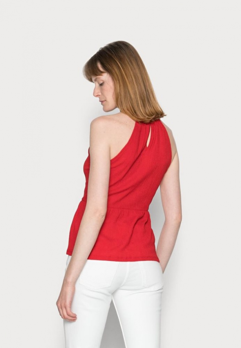 Anna Field Trim Insert Halterneck Top T-shirts Dames Rood | 4830-YGMLN