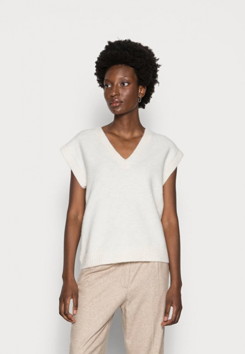 Anna Field V Neck Vest Jumper Pullover Dames Beige | 4782-WNBUD