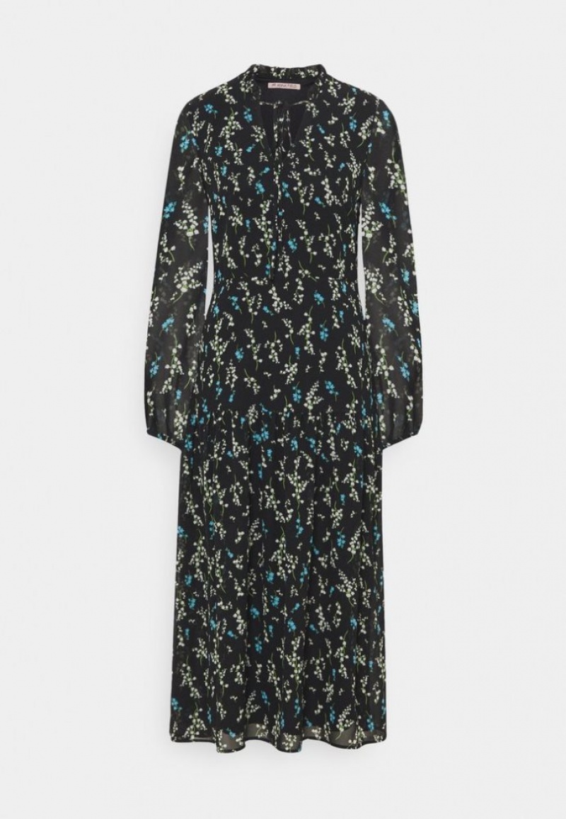 Anna Field Volant Maxi Jurken Printed Day Jurken Jurk Dames Zwart | 4205-SPHWE