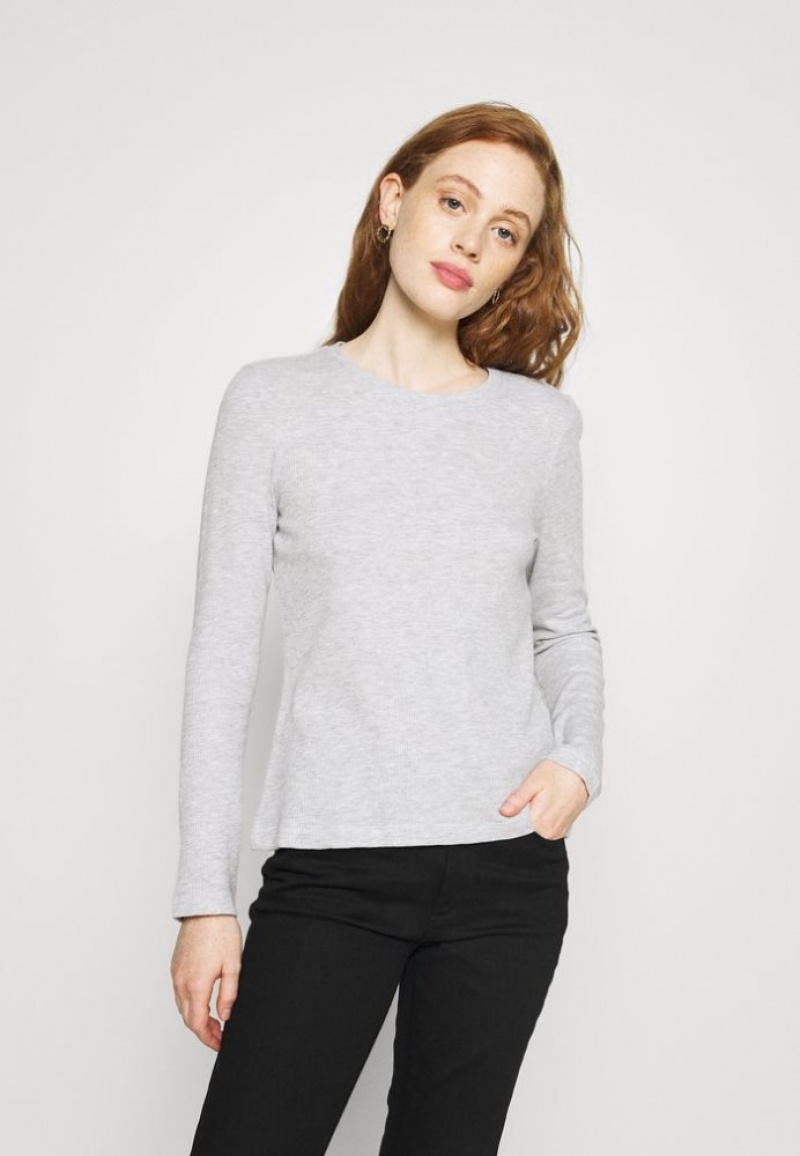 Anna Field Waffle PiquÉ Long Sleeved Top T-shirts Dames Lichtgrijs | 6301-TVCNM